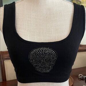 Blackheart Black Studded Skull Crop Top